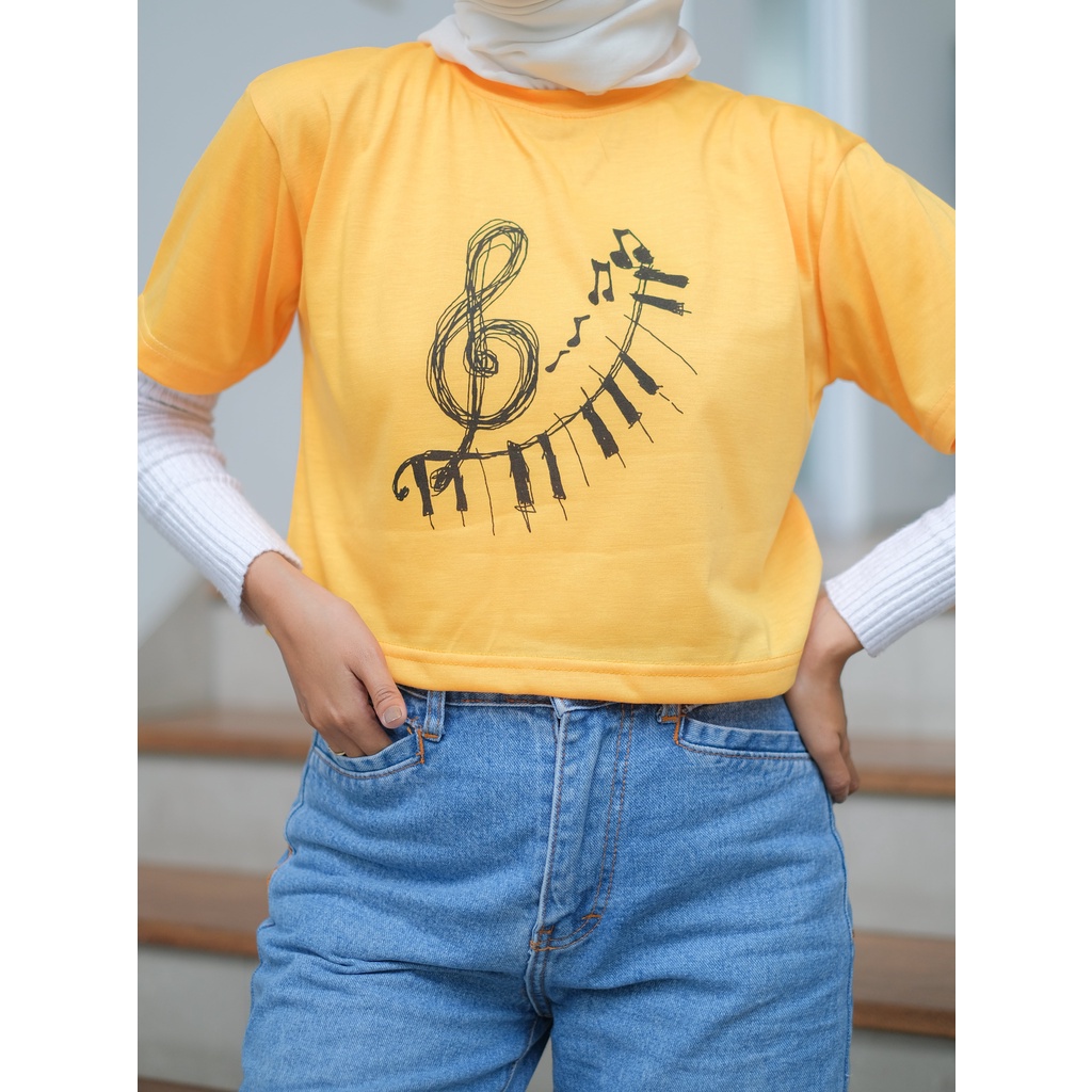 Tokomilkan - PIANO Kaos Crop Top Wanita / Kaos crop CEWEK