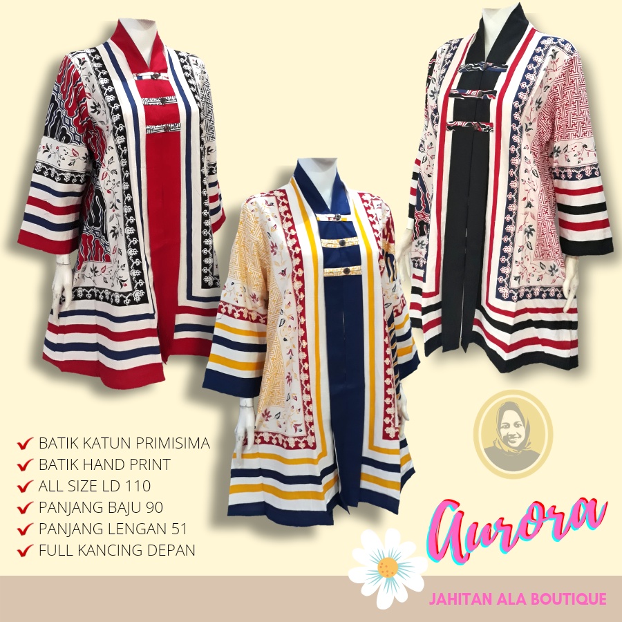 (COD) - TOP TUNIK BATIK MUSLIMAH AURORA / TUNIK BATIK KERJA / GAUN PESTA
