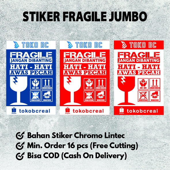 

STIKER FRAGILE JUMBO [ FREE DESAIN ]