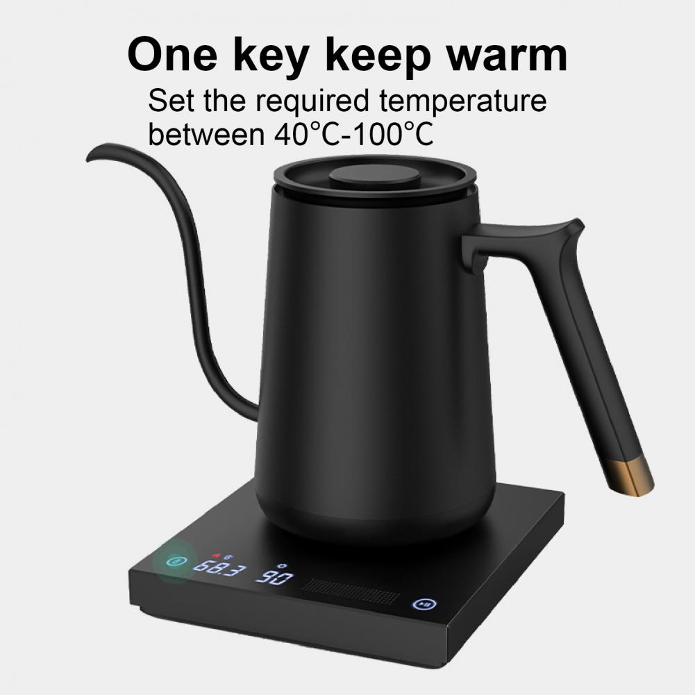 Teko Listrik set Masak air panas tetap panas anti gosong Meja kantor dan rapat untuk kopi dan teh digital komputerisasi pengaturan sentuh agronomists modern berkelas untuk kantor Teko Pemanas Air Kettle 600ml Heater Base 1000W TIMEMORE Smart Mini Fish