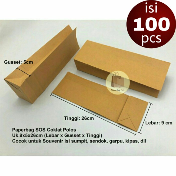 

BISA COD Paperbag SOS Kantong Kertas Uang Souvenir S 9x5x26 cm (isi 100 pcs) MURAH