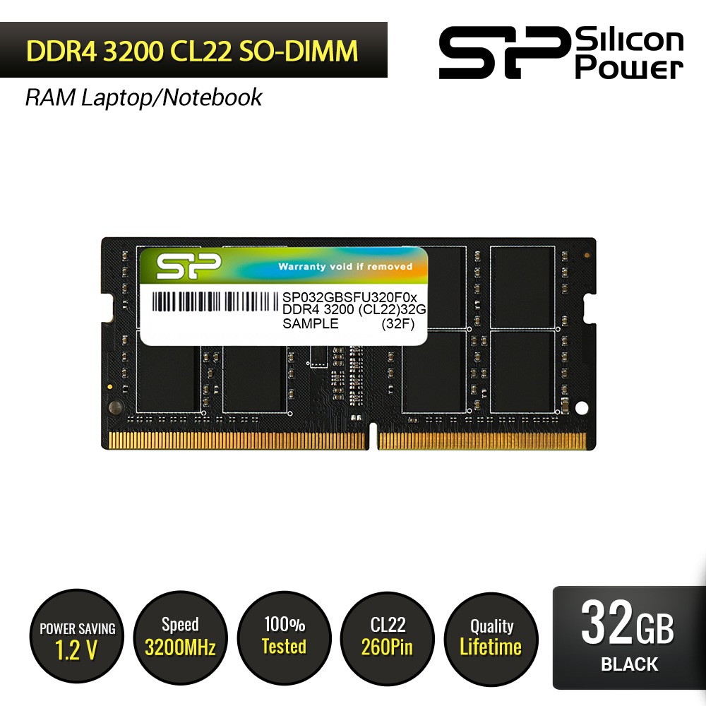 Silicon Power DDR4 3200MHz CL22 SODIMM RAM Laptop – 32GB