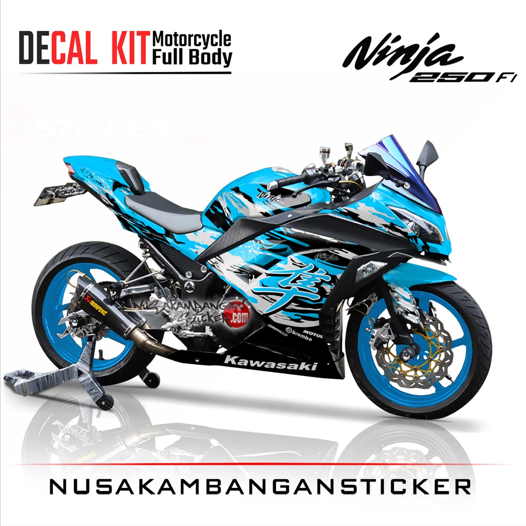 Stiker Ninja 250 Fi Bercak Kanji Ice Blue