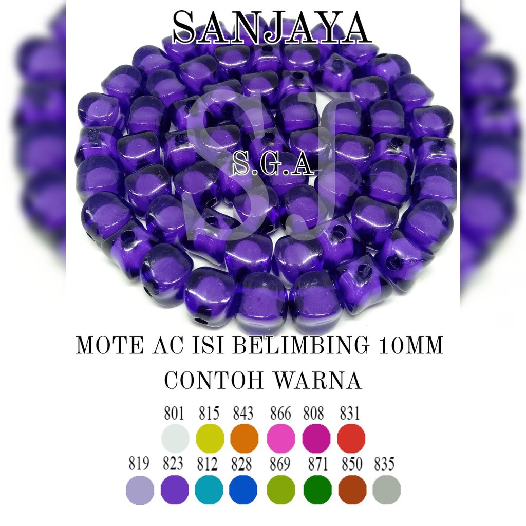 MOTE ISI / MANIK AKRILIK ISI / MANIK BELIMBING / MANIK ISI BELIMBING KOTAK / MOTE AC ISI BELIMBING KTK 10MM