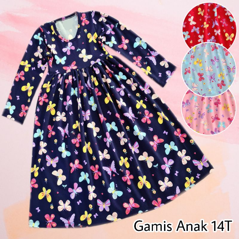 Dress Anak Kaos Babyterry 14T (12 13 14 tahun) Tanggung Junior gamis anak perempuan busana muslim te
