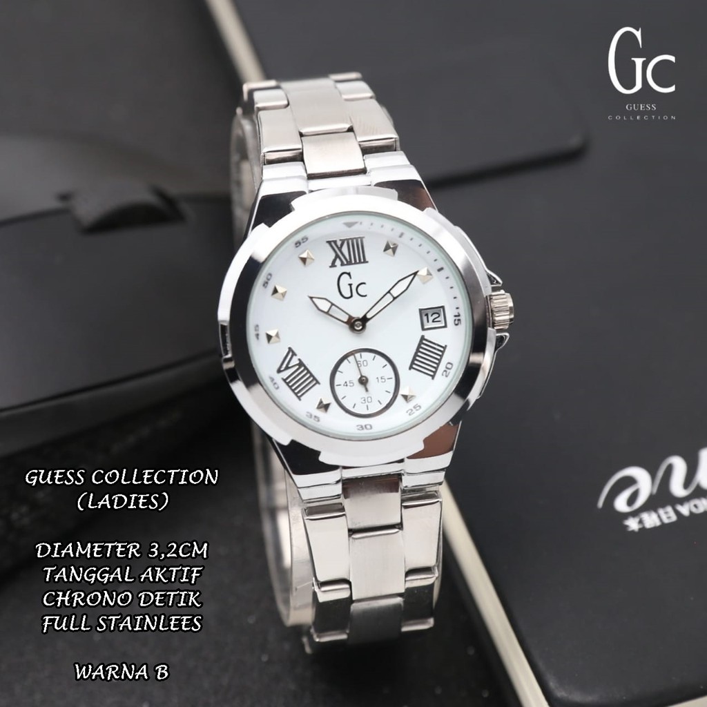 JAM TANGAN WANITA GC FULL STAINLEES TANGGAL &amp; CHRONO AKTIF