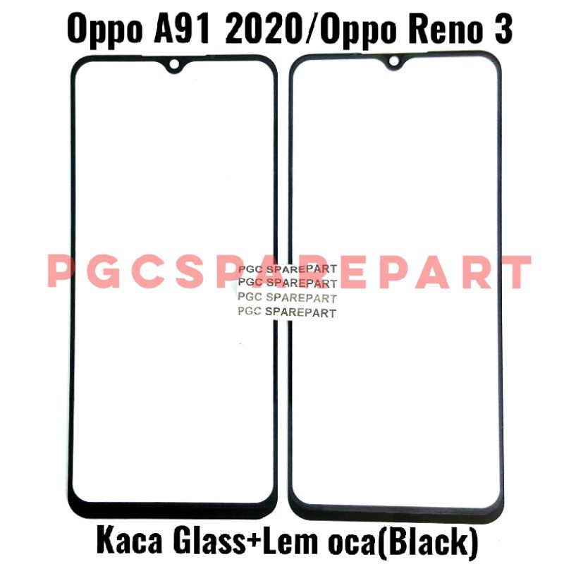 Original Kaca LCD Glass + Lem oca Oppo A91 2020 / Reno 3 / Oppo F15 / F17 / A73 4G 2020 / Reno3 / CPH2001 / CPH2021 / CPH2043 / CPH2001 / CPH2099 / CPH2095 - Mirip Touchscreen
