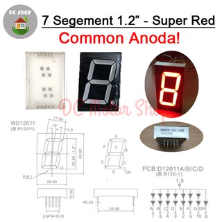 Display 7 Segment 1.2” Inch Common Anoda Super Red / Merah 1.2 Inchi