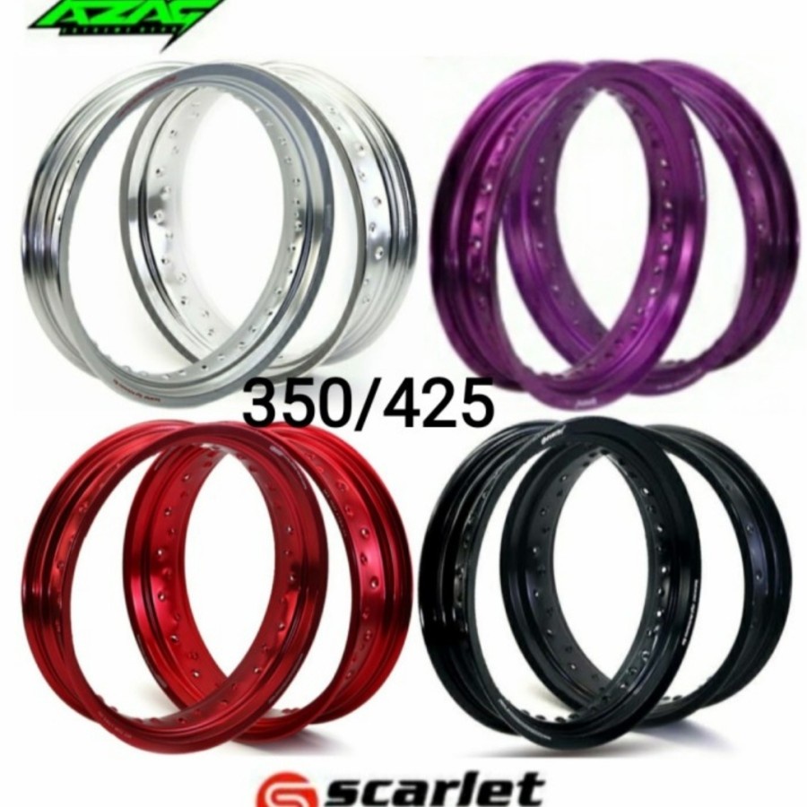 VELG SCARLET RING 17 LEBAR 350/425 HOLE 36 DEPAN BELAKANG