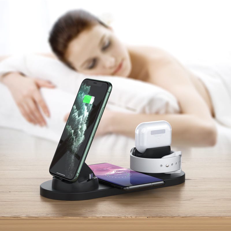 [WS] Wireless Charger Dock 6 In 1 Fast Charging Stand Universal