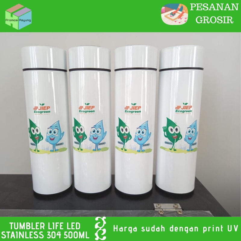 CUSTOM ECERAN DAN GROSIR TERMOS TUMBLER SAKURA LIFE TUTUP LED 500ML PRINT UV full colour souvenir