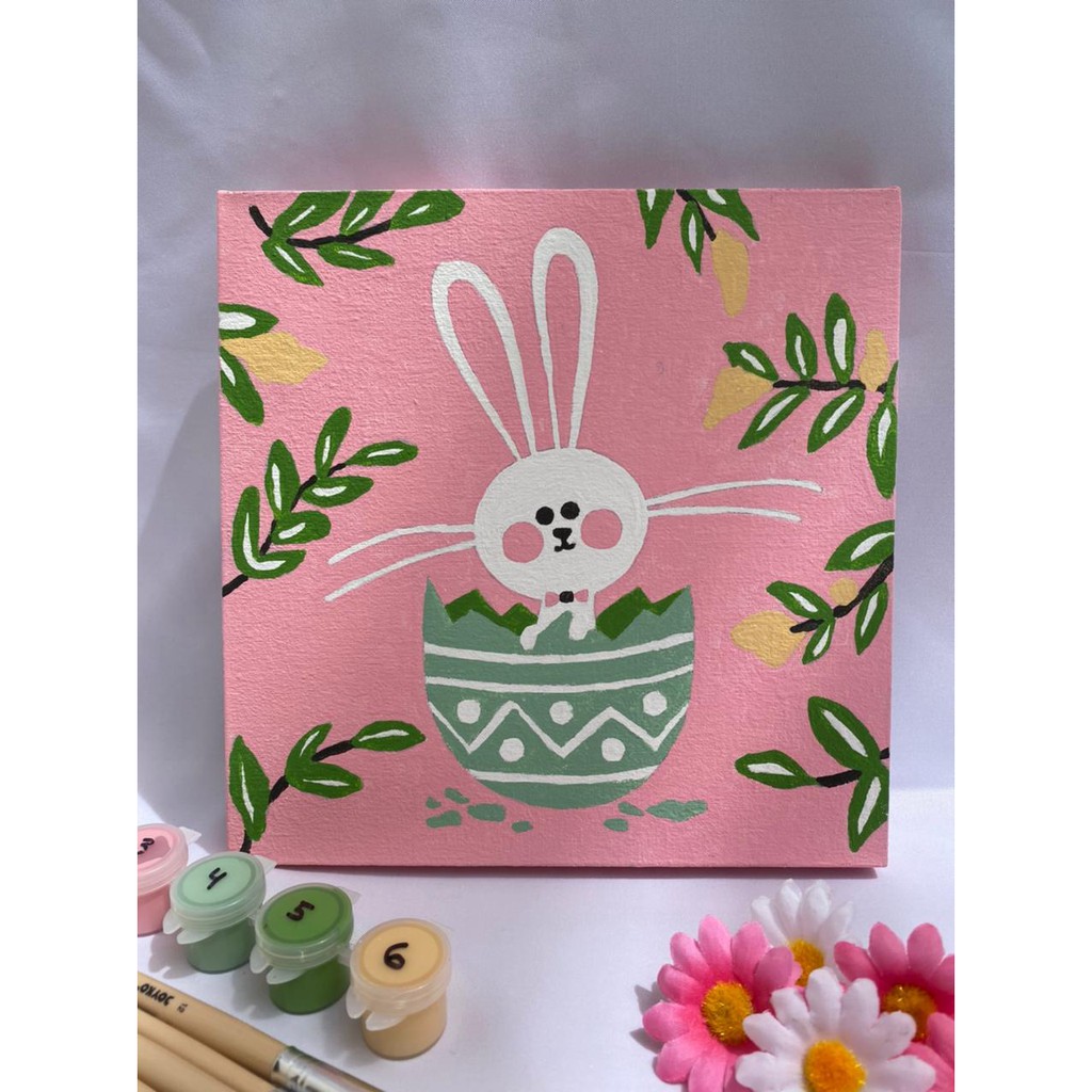 

HJK Paint by Numbers Kit: Little Bunny Paint Inc. ID Painting Kit Paint by Number Gifts