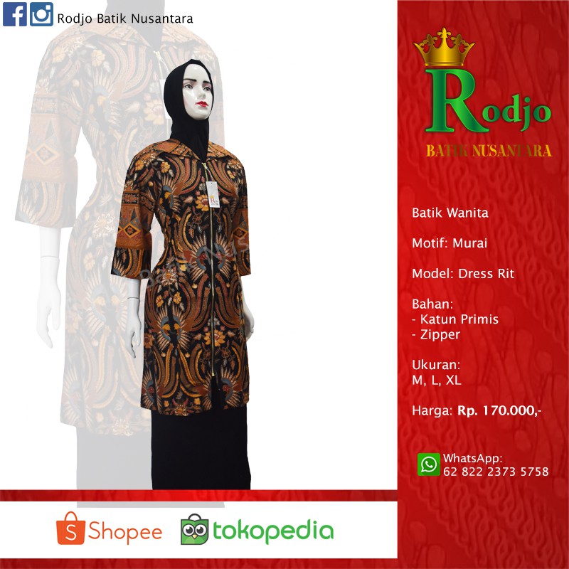 Jual Batik Wanita Motif Murai Model Dress Rit Shopee Indonesia