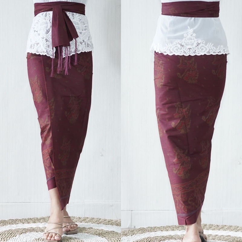 Kamen lembaran set selendang dengan motif seseh kombinasi endek bahan katun halus.