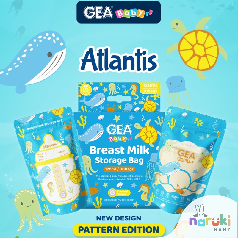 GEA Baby Kantong Asi Motif Baru 120ml Breastmilk Storage Asibag isi 30pcs GEABABY