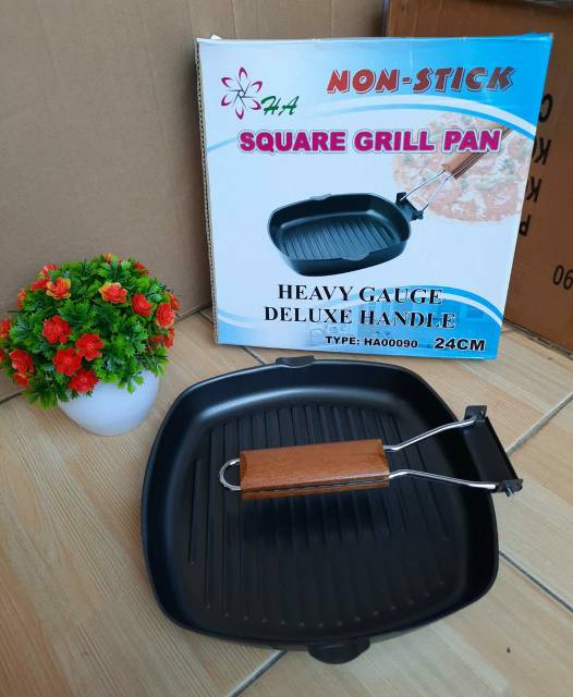 TEFLON BBQ / SQUARE GRILL PAN TEFLON BARBEQUE 20 CM DAN 24 CM TEFLON PANGGANGAN STEAK