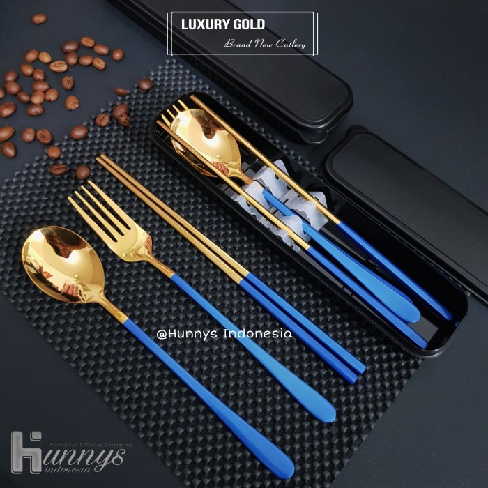 

UNIK !!! Souvenir Set Alat Makan Paket Suvenir Hadiah Pernikahan Kado Kantor - BLUE GOLD