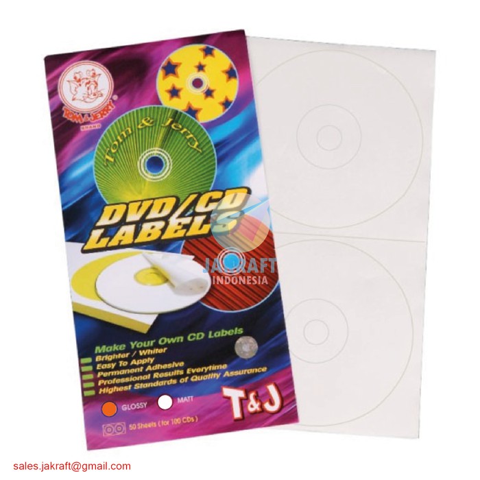 

TERMUURAAH Label Stiker Sticker CD DVD Chromo Glossy TOM & JERRY isi 100 bagus