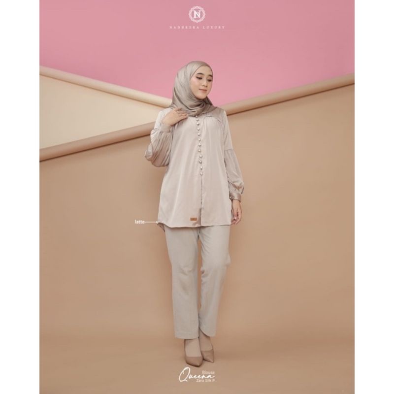 Queena Blouse Nadheera Luxury Material Zara Silk Premium