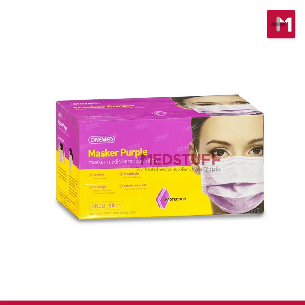 Masker Earloop ONEMED Masker Bedah Karet 3ply isi 50s