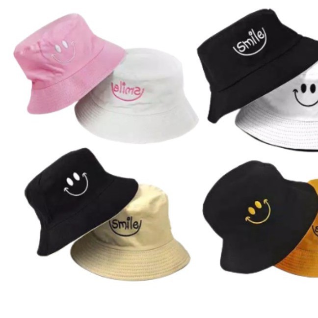 TOPI BUCKET TOPI BUCKET WANITA TOPI BUCKET PRIA TOPI BUCKET BORDIR SMILE TOPI BUCKET REMAJA KOREA