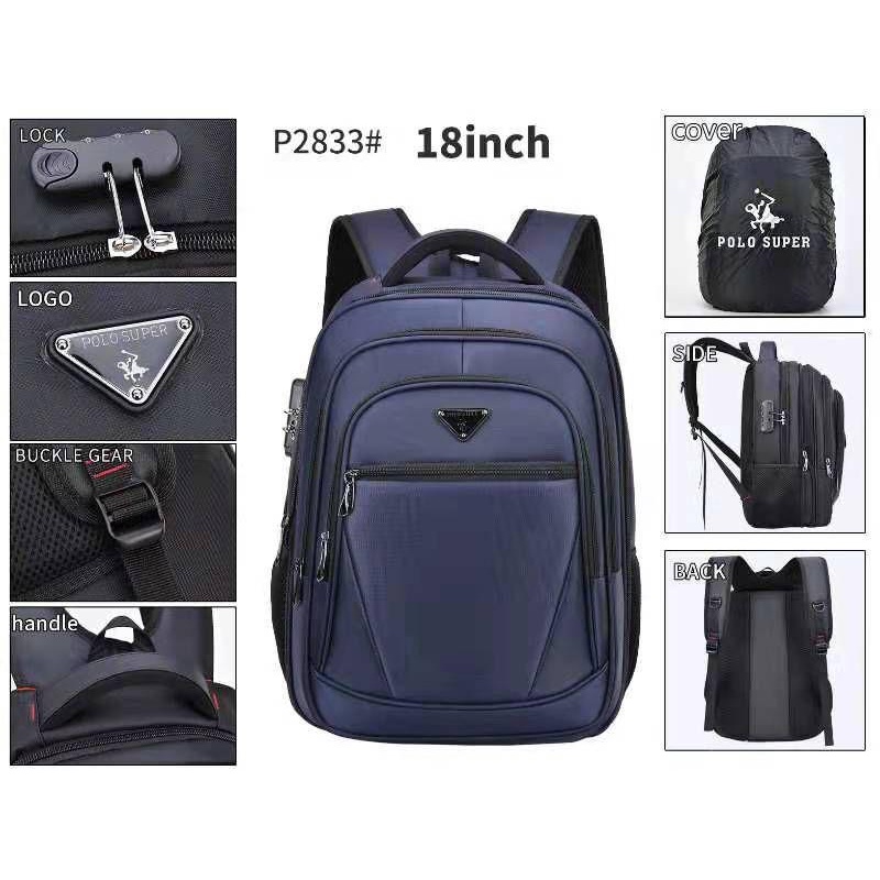 POLO SUPER - Tas Pria Ransel Laptop 18 inc Backpack Import Keylock Tas Polo Original Tas Punggung Pria