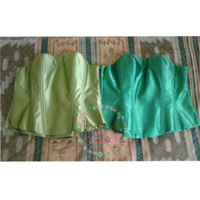 Bustier premium satin tali hijau