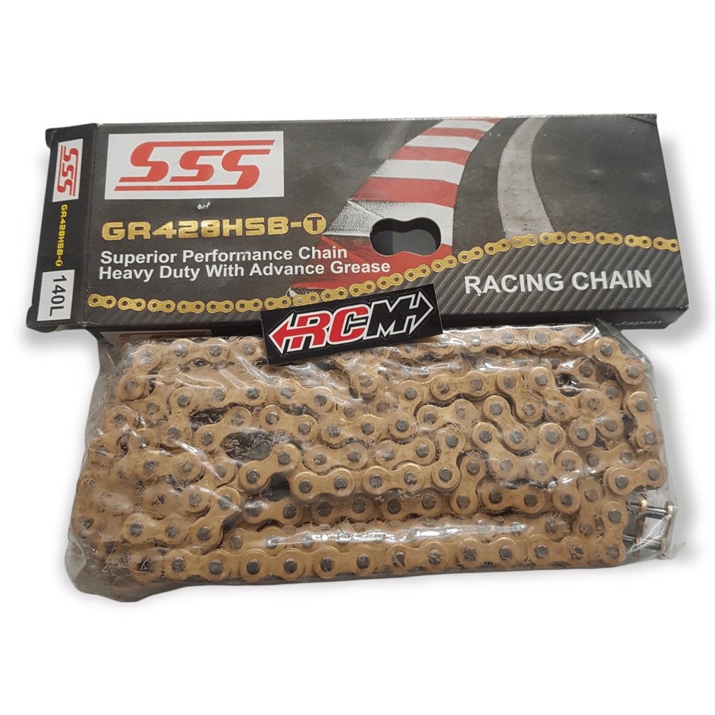 RANTAI RANTE CHAIN 428HSBTX140L 428 HSBT X 140L 140 L 428HX140 428H X 140L TEBAL GOLD EMAS ALL MOTOR ORI ORIGINAL SSS ASLI