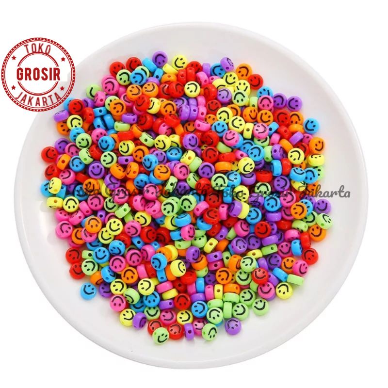 35 Pcs Manik Smile Mote Smile 10mm Mute Emoticon Smiley Bahan Meronce