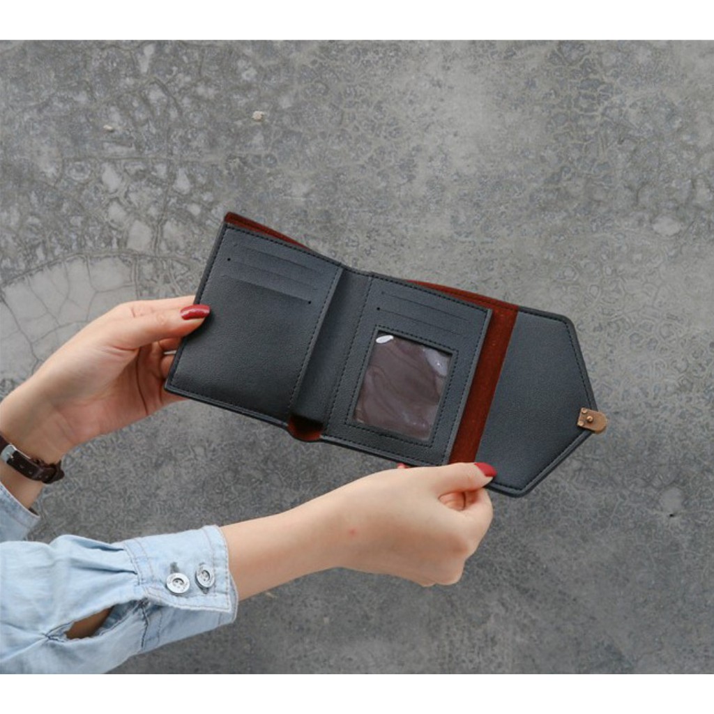 Dompet Lipat Wanita Import Dompet Cewek Motif Kotak Cantik Kulit PU D27