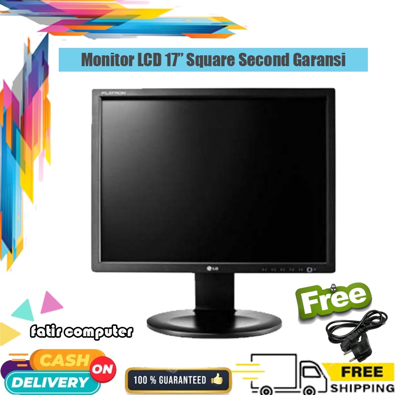 LED LCD Monitor PC Komputer Dekstop CCTV 17 Inch Kotak Merek Campur Normal no minus Garansi Free Kabel Power