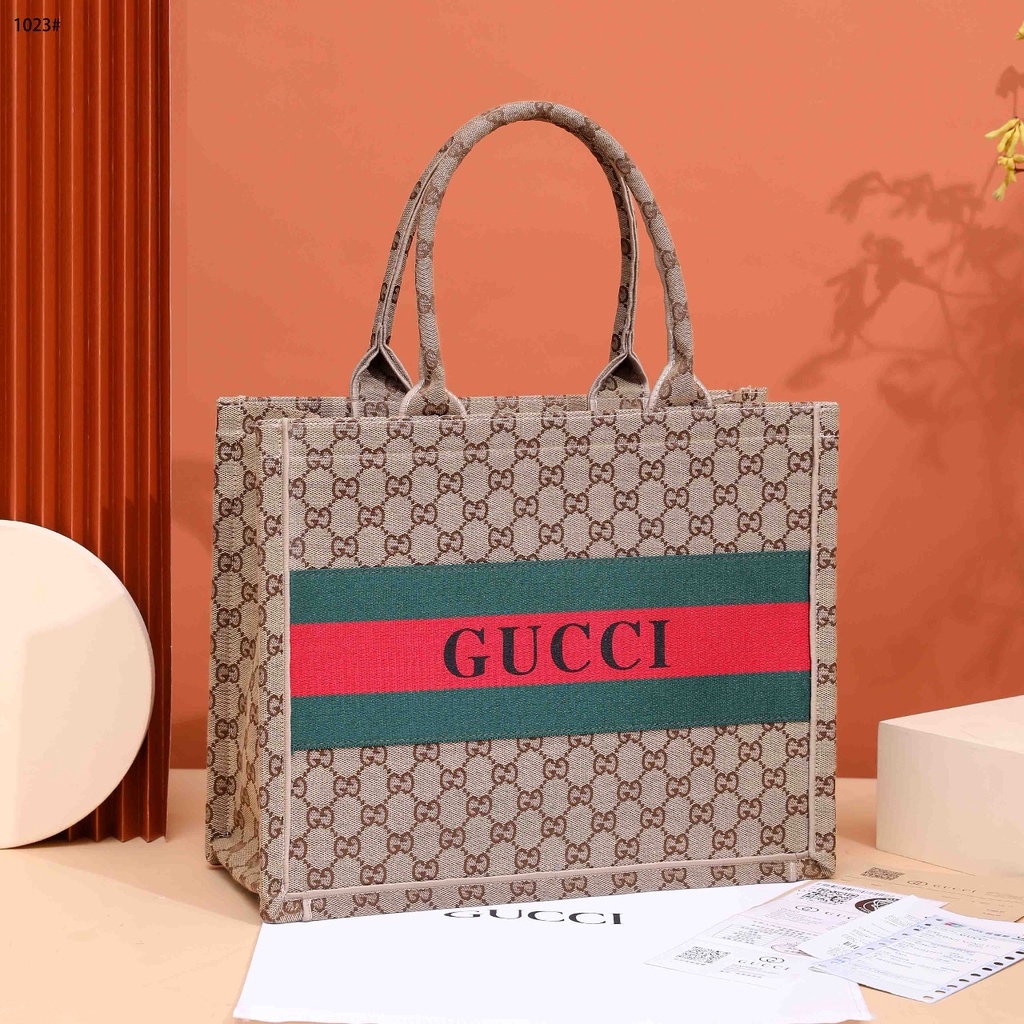 GC GG Canvas Top Handle Tote Bag  #1023