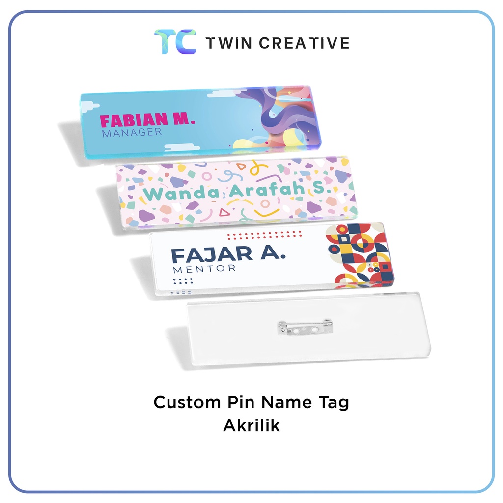 Custom Pin Name Tag Acrylic - Papan Nama Peniti Akrilik