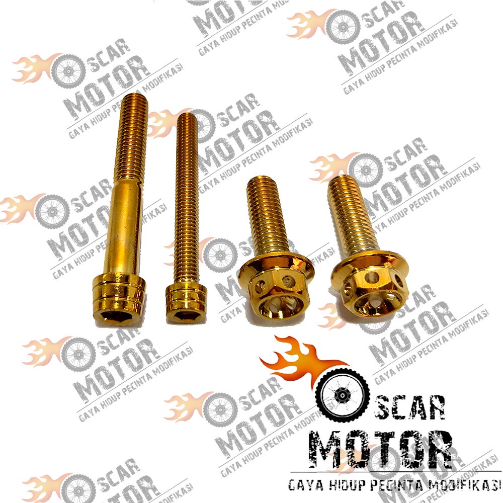 BAUT PROBOLT KERUCUT KALIPER MONOBLOK HONDA GOLD FLOWER 1SET 4PCS motor