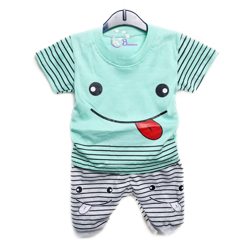 BOBOBAM BAJU BAYI LAKI LAKI  SETELAN ANAK COWO LUCU STELAN COWOK  6 12 BULAN  KEREN TRENDY KEKINIAN SMILE