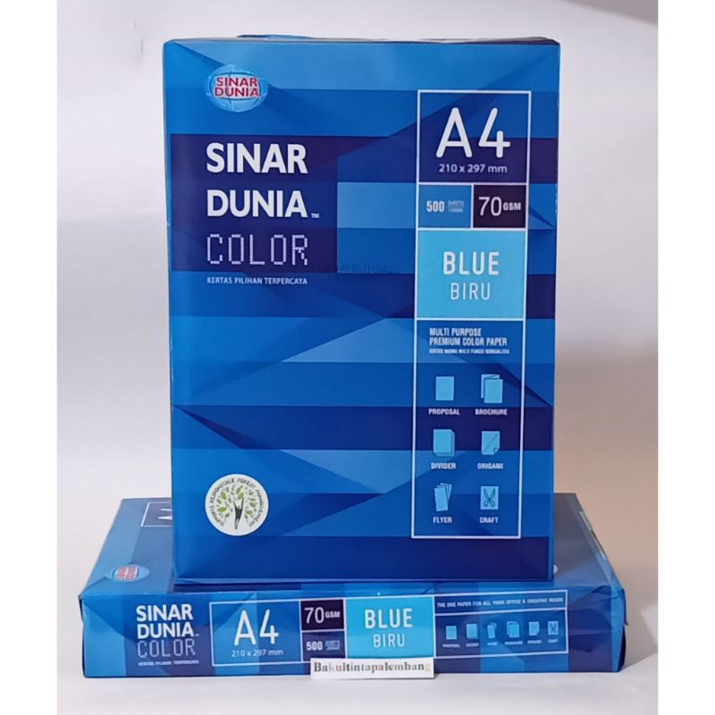 

Kertas Warna A4 70 Gsm Biru Sinar Dunia