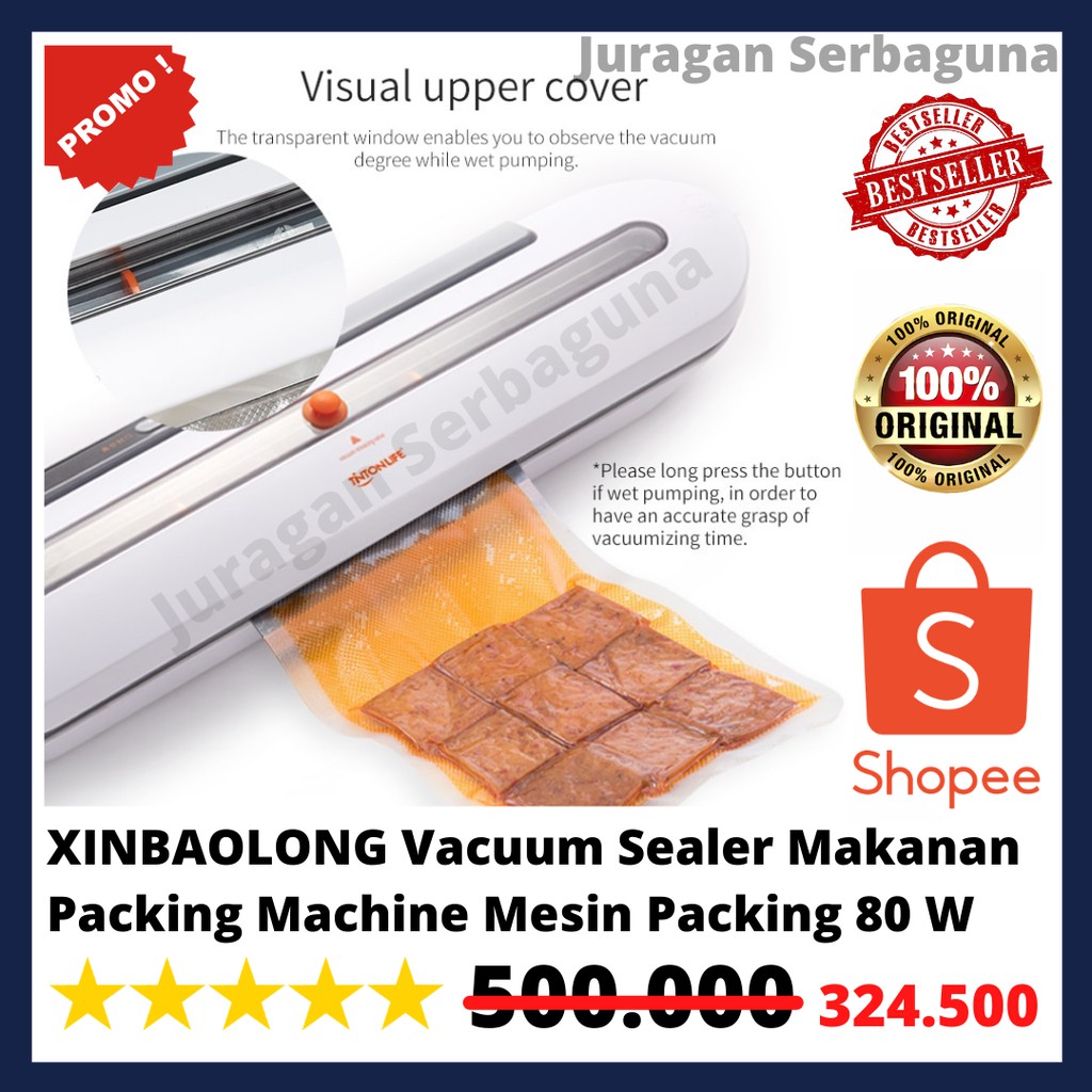 XINBAOLONG Vacuum Sealer Makanan Packing Machine Mesin Packing 80 W - Hitam