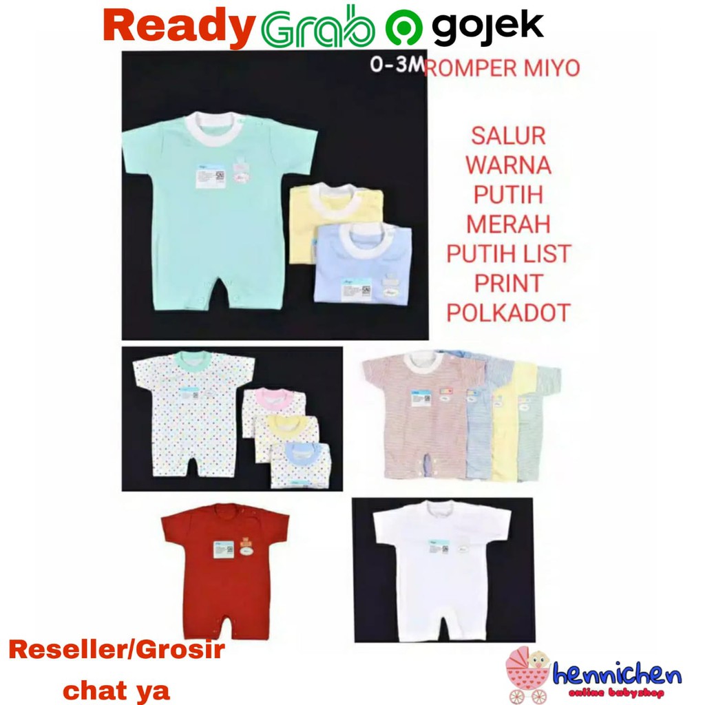 MIYO Baju Kodok Segiempat  Romper Bayi  Motir Lengkap Newborn (0-3M)