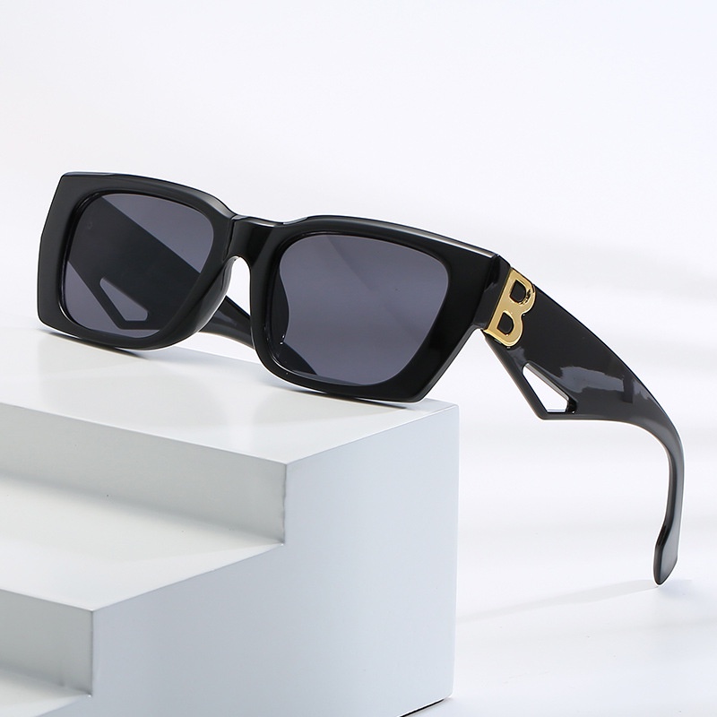 (YUZHU) COD Kacamata Hitam Persegi Gaya Modern Barat Untuk Wanita/Pria Gaya Retro Cat Eye Shades Untuk Unisex