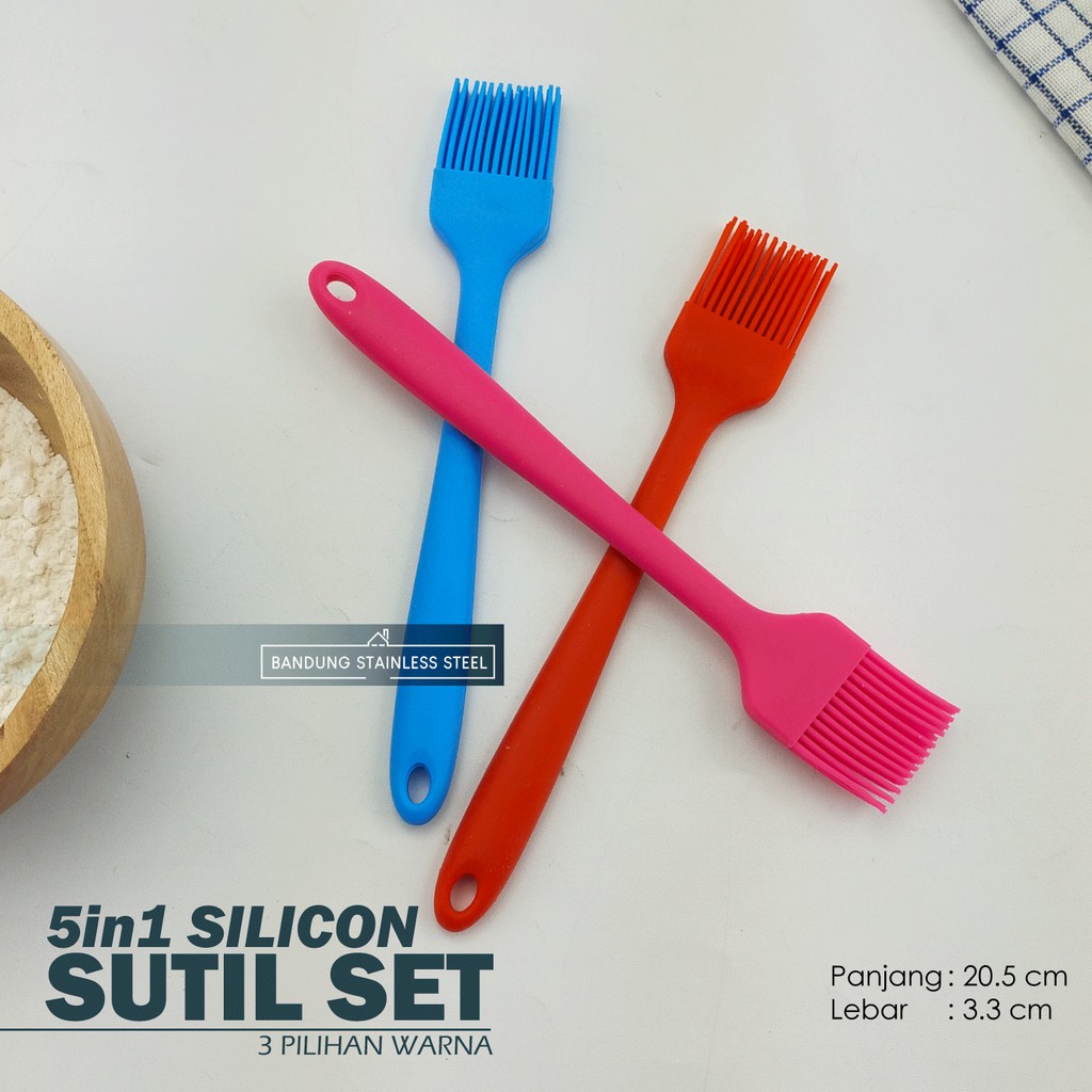 silikon set 5 pcs Kitchen Silicone Pastry 5in1 spatula kuas baking utensil alat masak