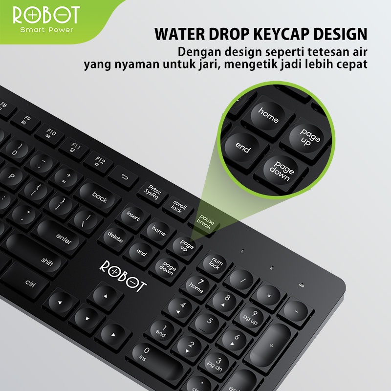 Keyboard Mouse Wireless Robot KM4000 Combo Bluetooth Receiver USB PC Laptop Original Garansi 1 Tahun