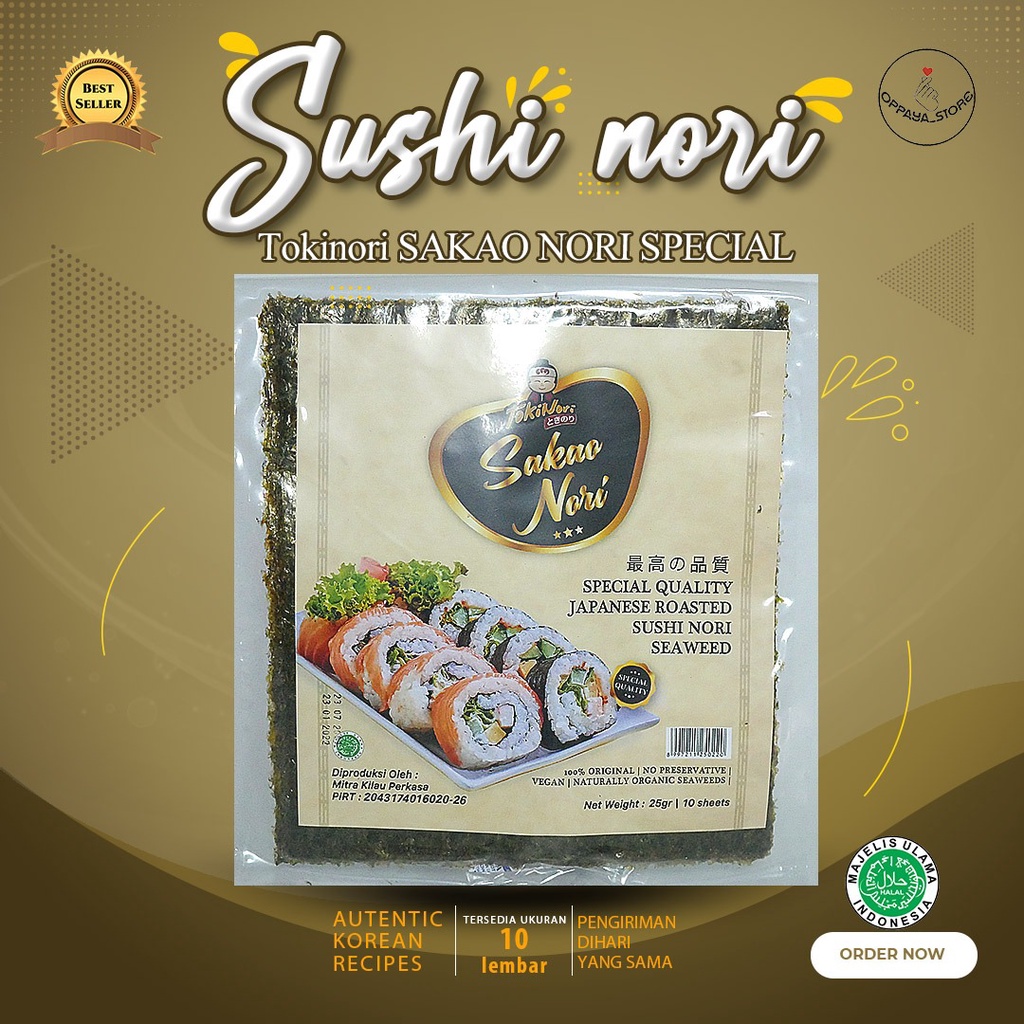 

Sakao Nori Sushi Spesial 10s Sushi Roasted Rumput Laut Halal Mui