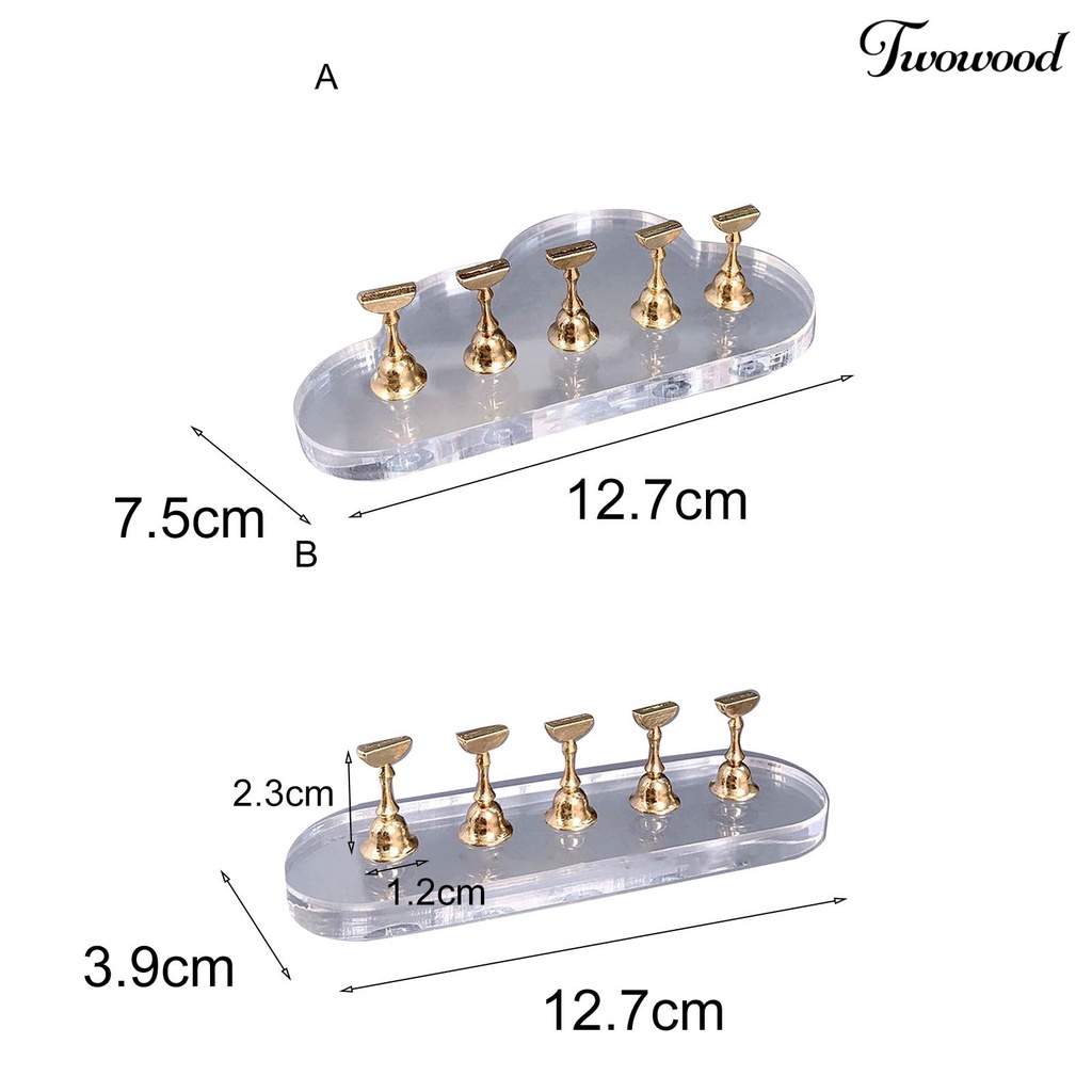 Twowood Stand Display Kuku Palsu Akrilik Tebal Transparan Untuk Nail Art DIY