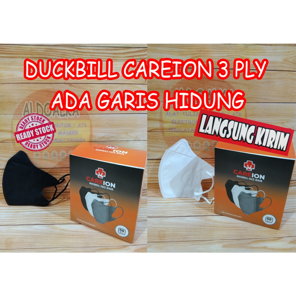 Jual Masker Duckbill 3ply Careion Isi 50 Pcs Per Box Kemenkes Hitam Dan ...