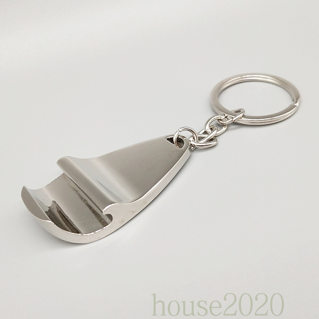 [house2020]Mini Silver Keychain Bottle Opener Metal Key Ring Beer Cap Corkscrew