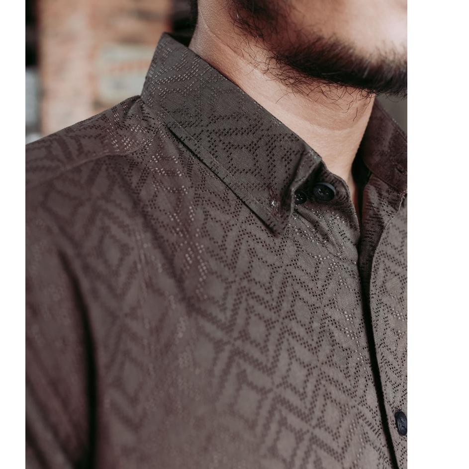 ➫ BROODIS KEMEJA BATIK DOBBY BROWN PRIA MODERN  ✈