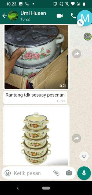 Panci Set Enamel Reoona 5 Pcs Motif Bunga