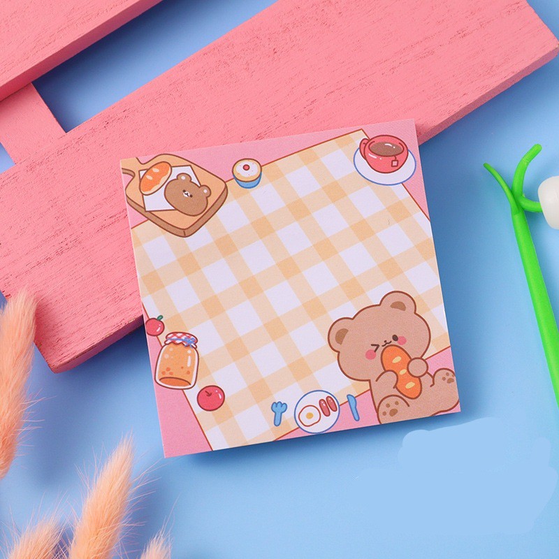 STIKY NOTES LUCU MEMO PAD BERUANG COKLAT tema kue-Tea time