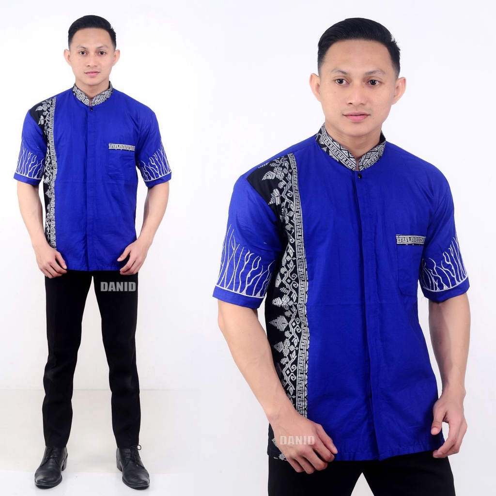 Baju Koko Pria Bordil modern kombinasi Batik Lengan pendek-Terbaru dan paling di Cari Terlaris