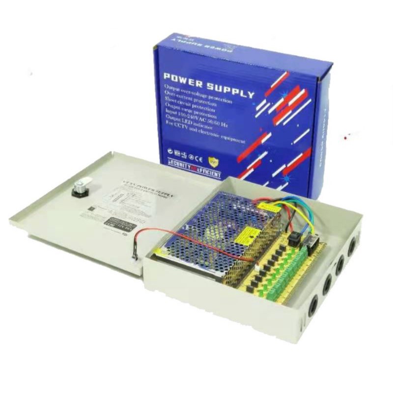 Power supply 12v 10A Box untuk cctv 8 channel